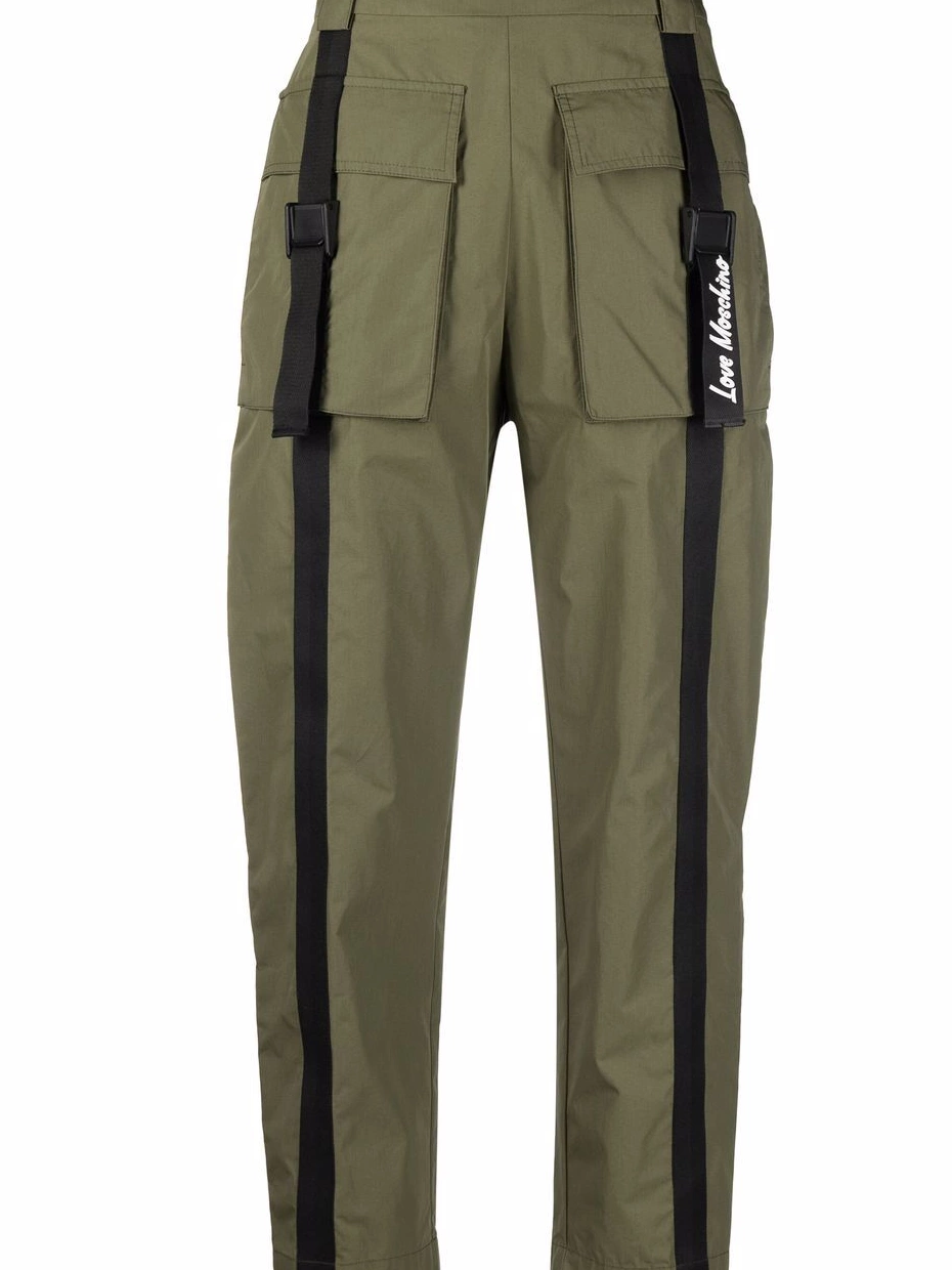 cotton-blend parachute Moschino flap-pockets Love Women trousers 0323